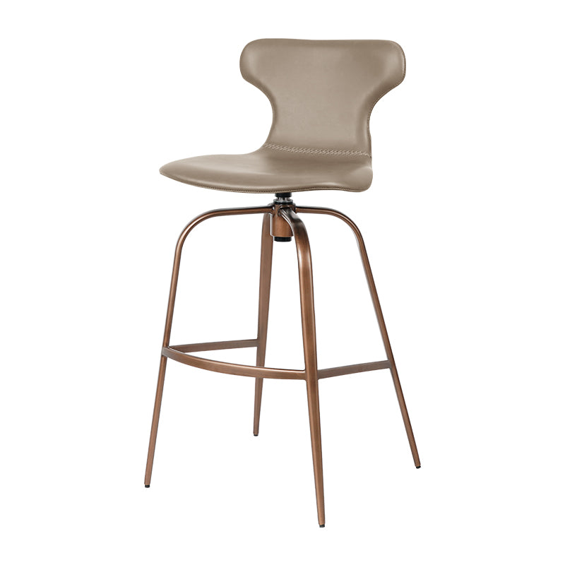 Oiled waxed cowhide Heduen Möbel bar chair with black metal frame and cushioned seat, showcasing a rustic, durable design.