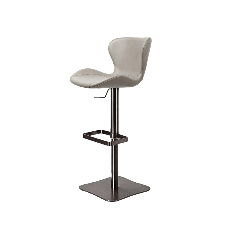 Embossed cowhide bar chair with metal legs, modern design, HD-7693 by Heduedmobel store, showcasing textured leather upholstery.