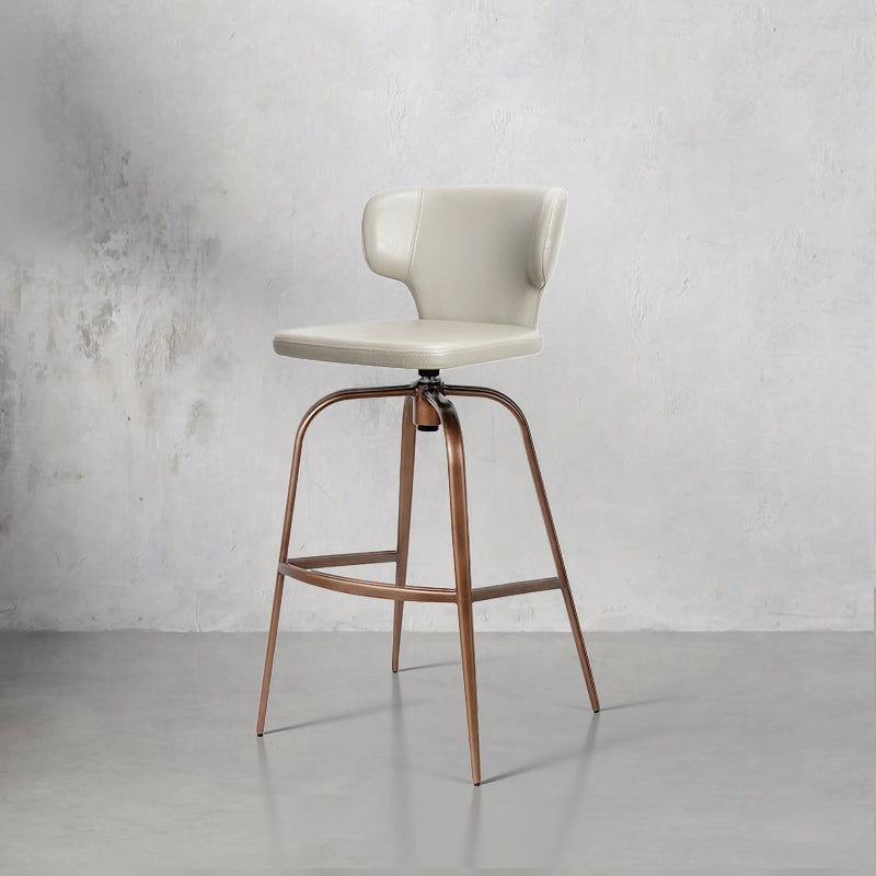 Plain-grain Cowhide HD-7298 bar chair by Heduedmobel store with a sleek design and sturdy metal legs.