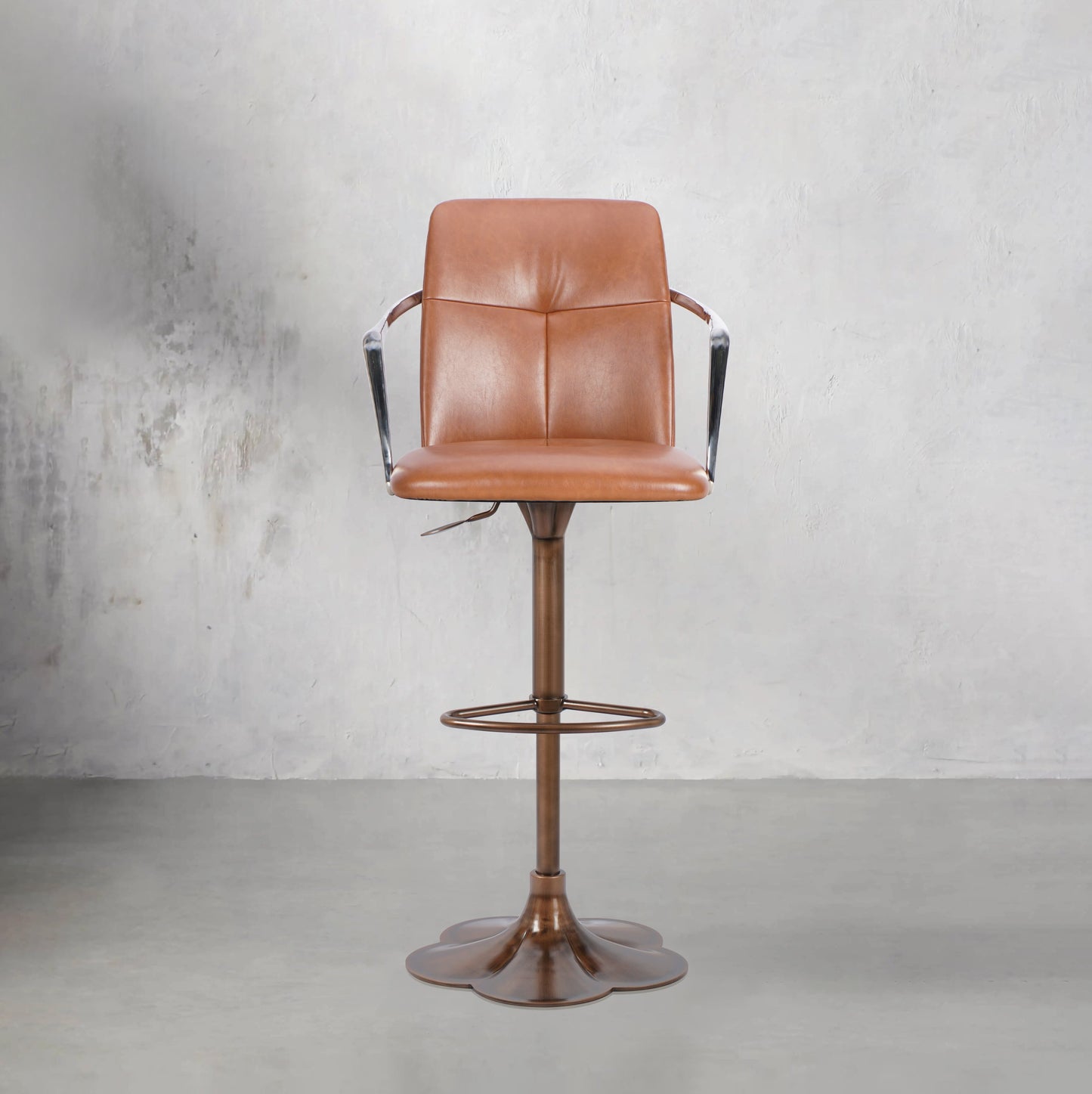 Heduedmobel store bar chair with Mohair and Pu Leather upholstery, full grain leather details, modern design, HD-7763 model