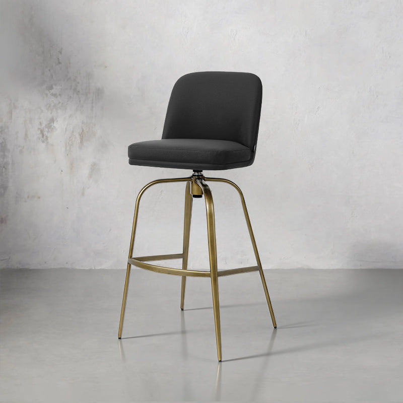 Heduedmobel Meimei PU leather bar chair with high backrest and modern design, black leather upholstery, and sturdy metal frame.