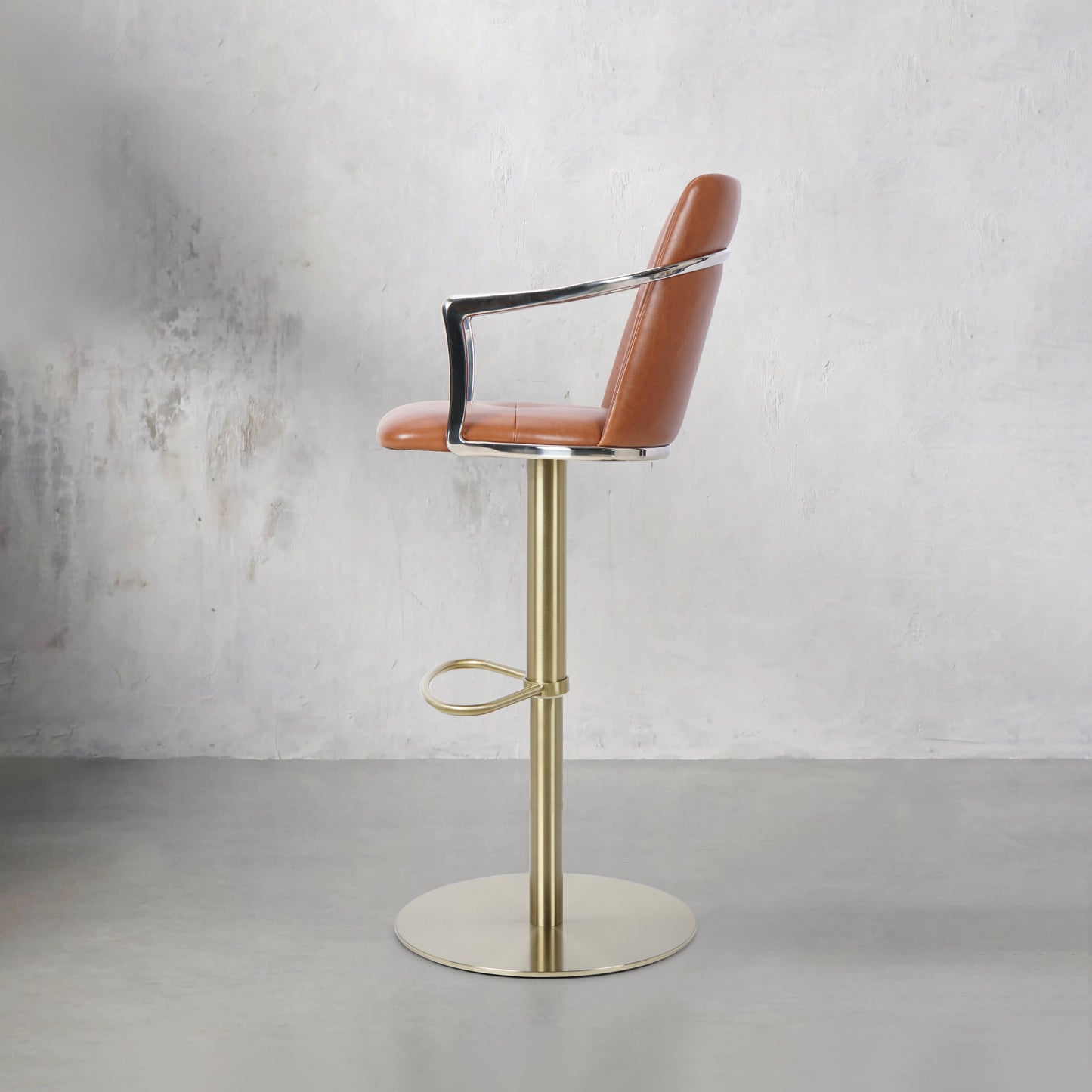 Bar chair made of Mohair, Huabao PU Leather, and full grain leather with modern design and sturdy frame.