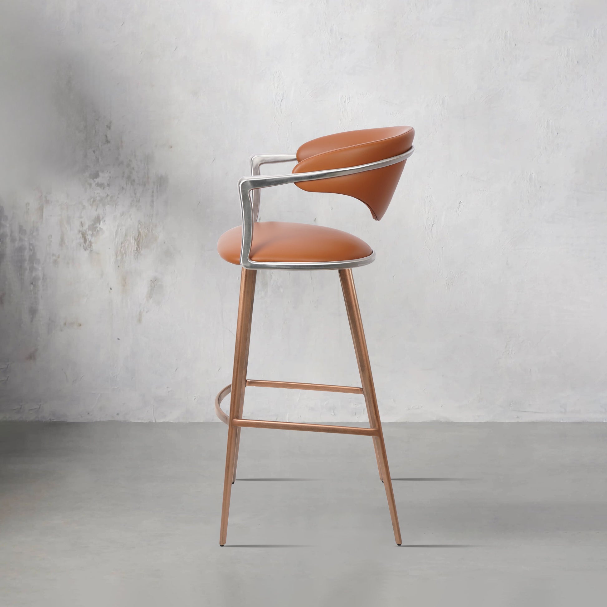 Black PU leather bar chair from Heduedmobel with plain-grain cowhide finish, featuring a sleek and modern design.