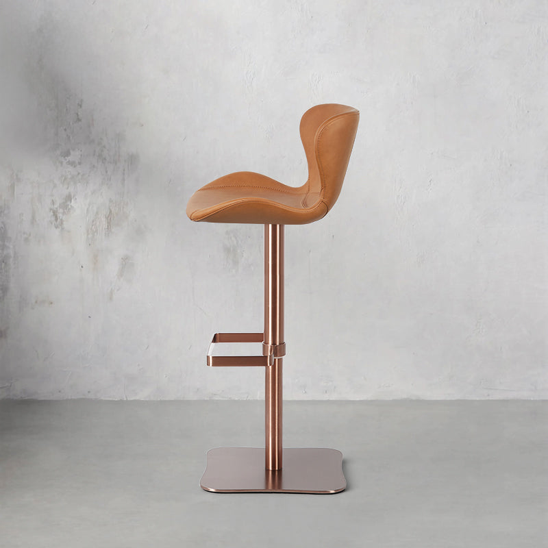 Embossed cowhide bar chair with sleek metal legs from Heduedmobel store, showcasing a stylish modern design.