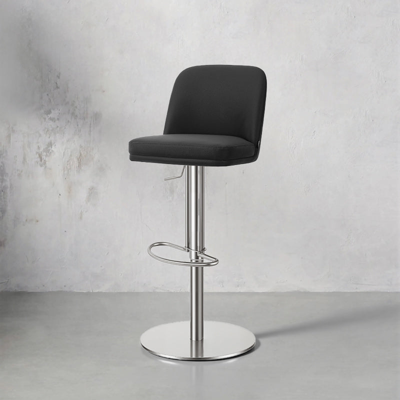 Heduedmobel Meimei PU leather bar chair with high backrest and modern design, featuring black upholstery and metal legs.