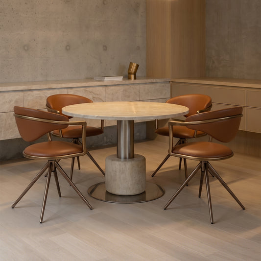 Leisure chair with Meirou PU leather and plain-grain cowhide, sleek design, padded seat and backrest in modern style.