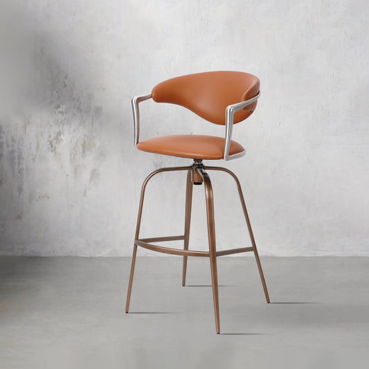 Meirou HD-7751 bar chair in PU leather and plain-grain cowhide, showcasing sleek design and comfortable seating.