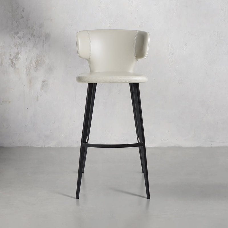 Heduedmobel store Meirou PU leather bar chair with plain-grain cowhide upholstery, modern design, sturdy metal legs