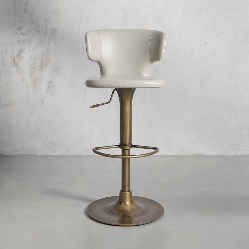 Heduedmobel HD-7190 bar chair with PU leather seat and plain-grain cowhide finish, showcasing modern design and sturdy construction.