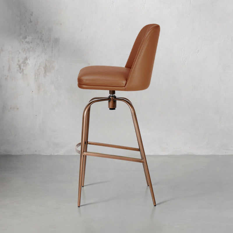 Plain-grain cowhide HD-7725 bar chair by Heduedmobel, featuring a sleek wooden frame and plush cowhide upholstery.