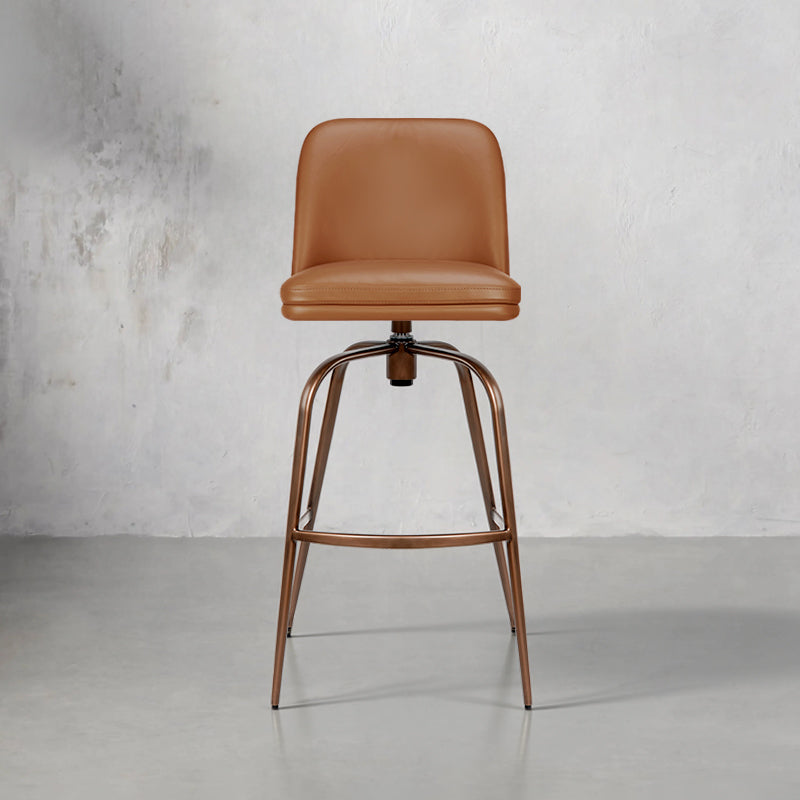 Plain-grain Cowhide HD-7725 bar chair by Heduedmobel store, featuring a sleek wooden frame and a comfortable cowhide upholstered seat.