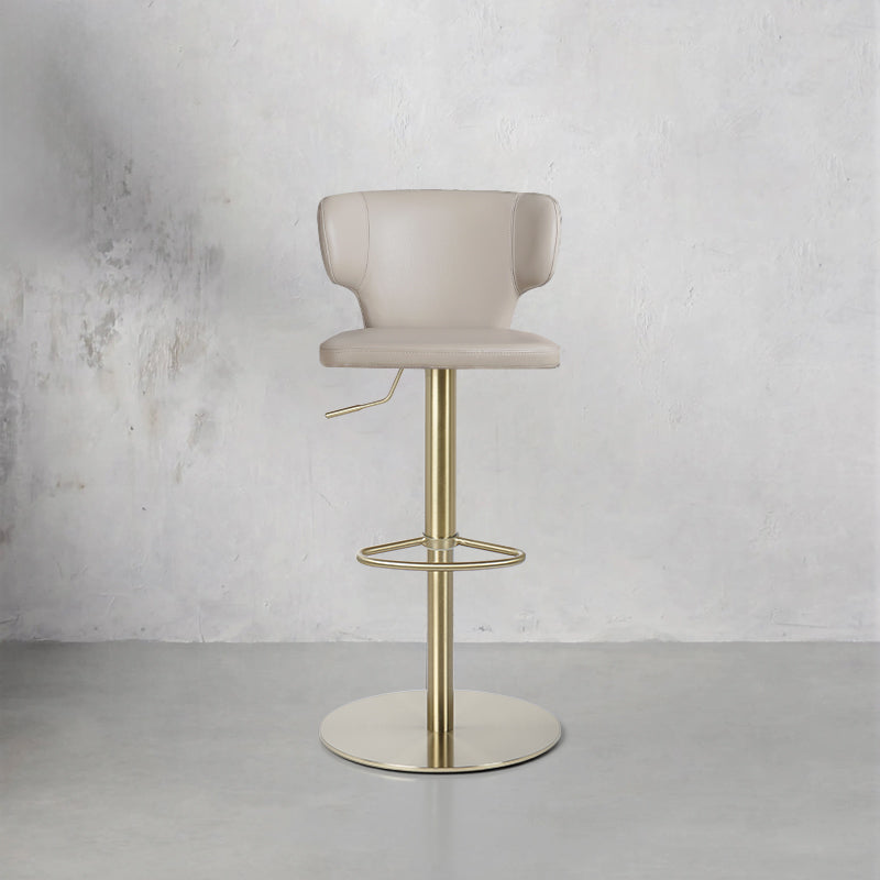 Plain-grain Cowhide HD-7556 bar chair with black metal legs and cushioned seat, showcasing a stylish modern design.