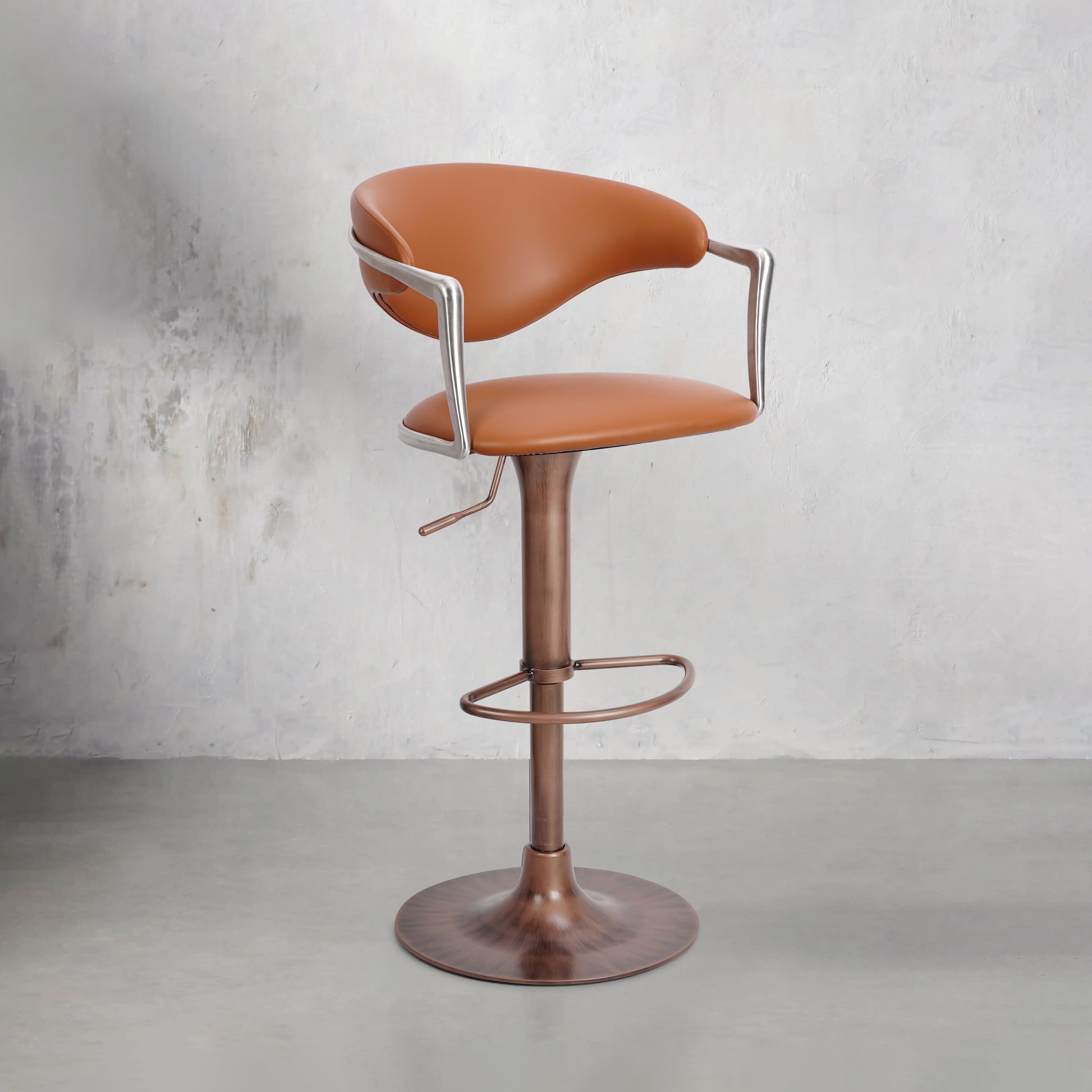 Meirou PU leather bar chair with plain-grain cowhide in elegant design, perfect for modern home decor.