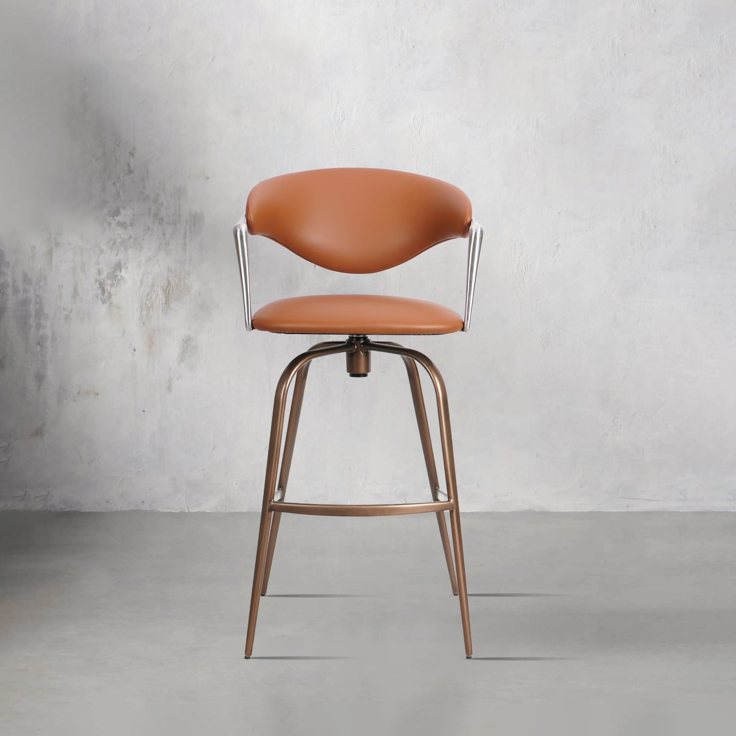 Heduedmobel bar chair in PU leather and plain-grain cowhide, featuring a sleek design and comfortable seating.