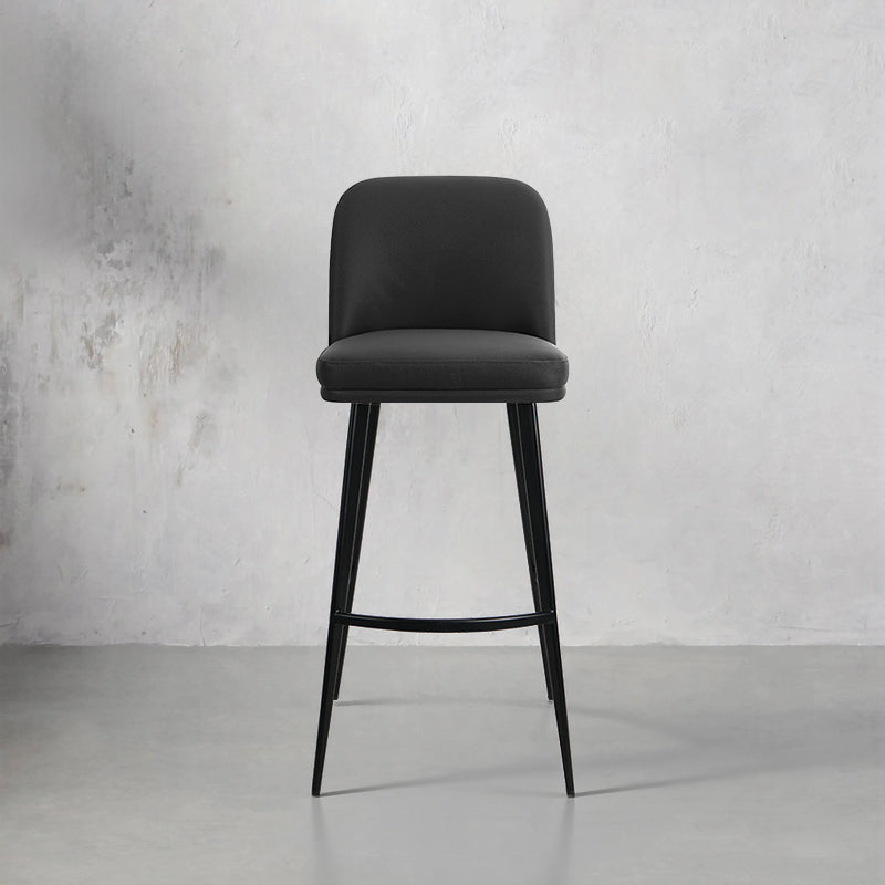 Heduedmobel Meimei PU leather HD-7516 bar chair with sleek black finish and modern design, shown from side view.