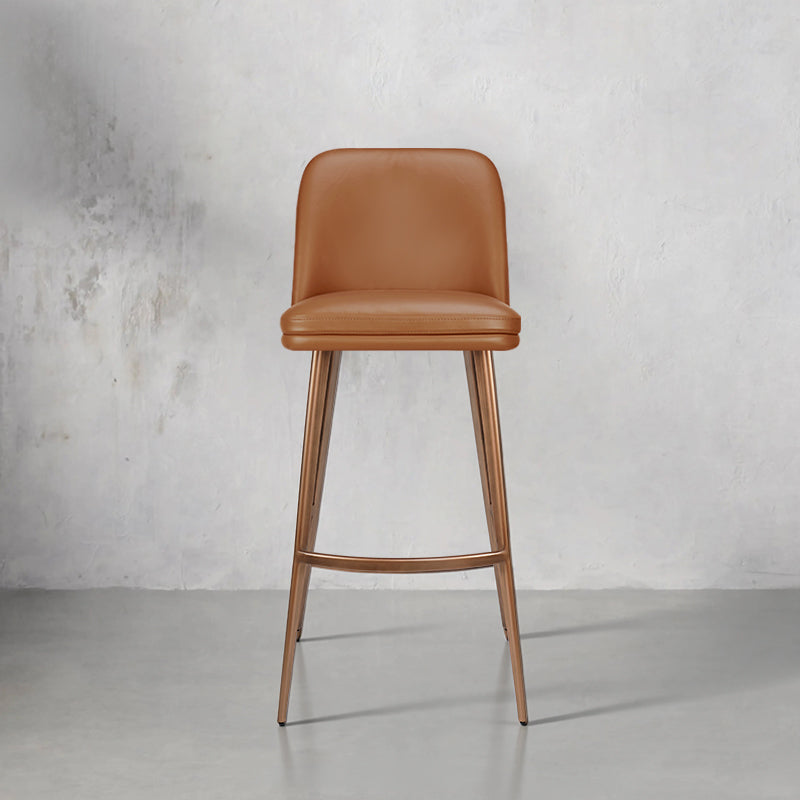 Plain-grain Cowhide HD-7721 bar chair by Heduedmobel with a sleek wooden frame and cushioned seat, suitable for modern bars and kitchens.
