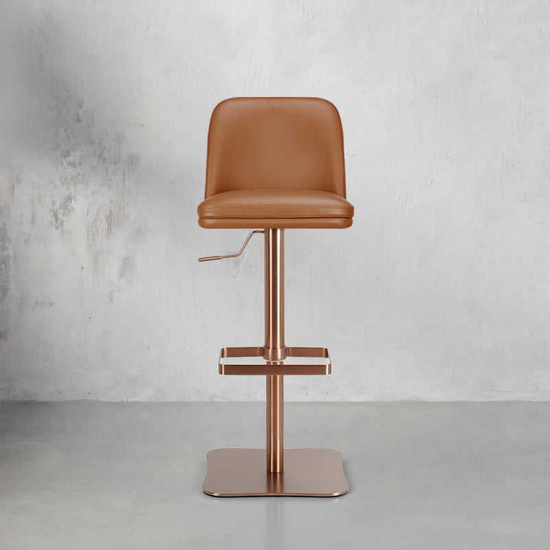 Plain-grain cowhide bar chair HD-7510 by Heduedmobel featuring a sleek design and sturdy legs, perfect for modern interiors.