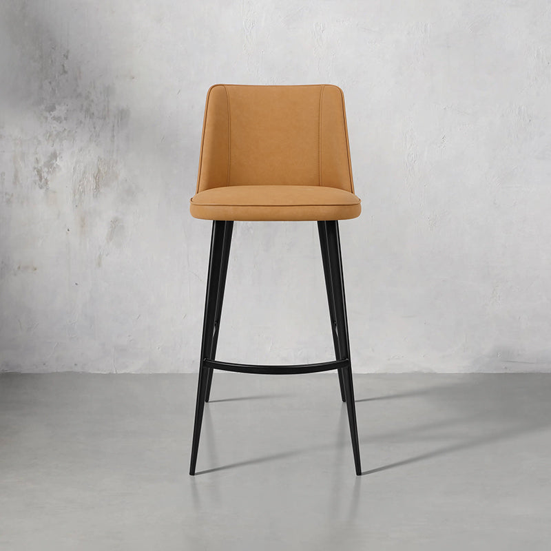 Heduedmobel Meibao PU leather bar chair with high backrest and metal legs, modern design ideal for home or bar settings.