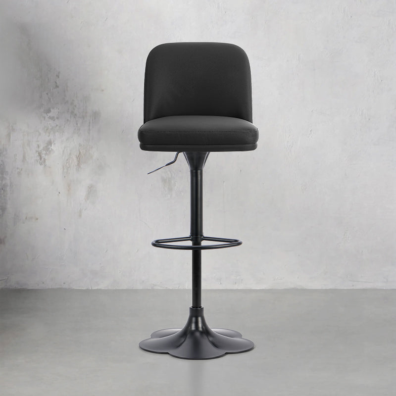Heduedmobel Meimei PU leather bar chair with cushioned seat and backrest, modern design, in a stylish black finish.