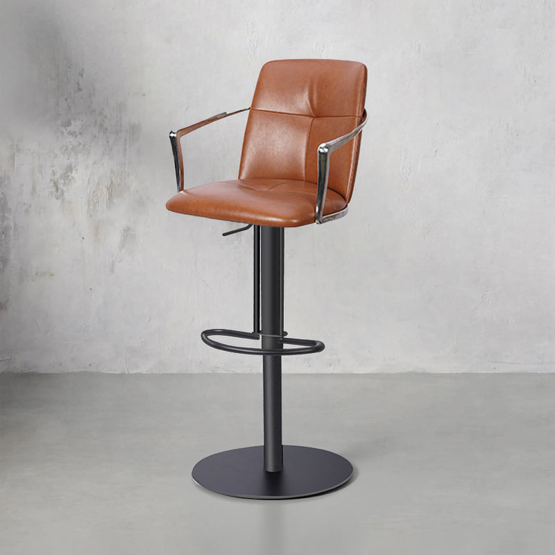 Heduedmobel store bar chair with plush mohair and full grain leather upholstery, showcasing a modern design and sturdy metal frame.