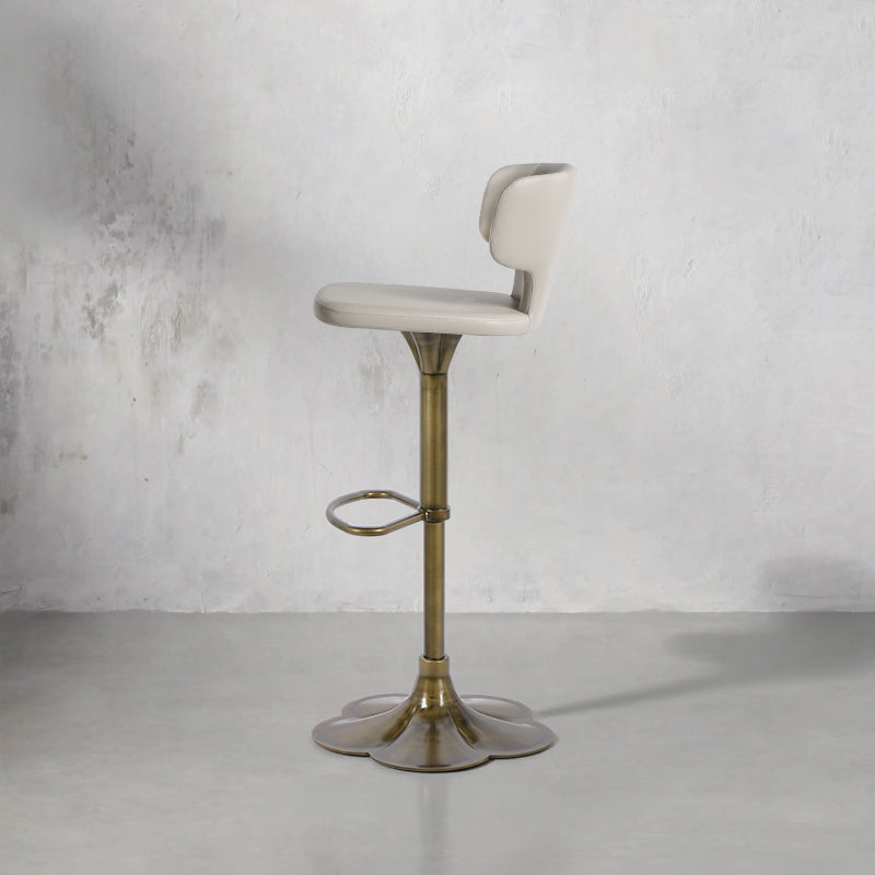 Plain-grain Cowhide HD-7580 bar chair by Heduedmobel store with a sleek design and sturdy frame, shown in a modern interior setting.