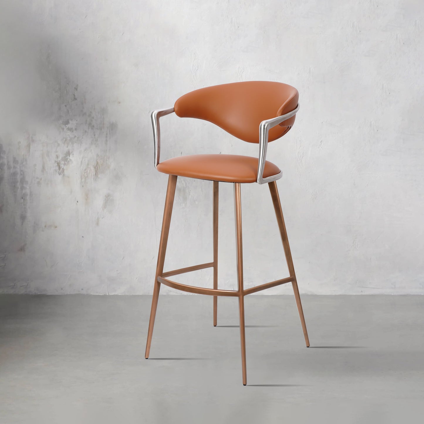 Heduedmobel bar chair in Meirou PU leather with plain-grain cowhide, featuring a sleek modern design and comfortable seating.