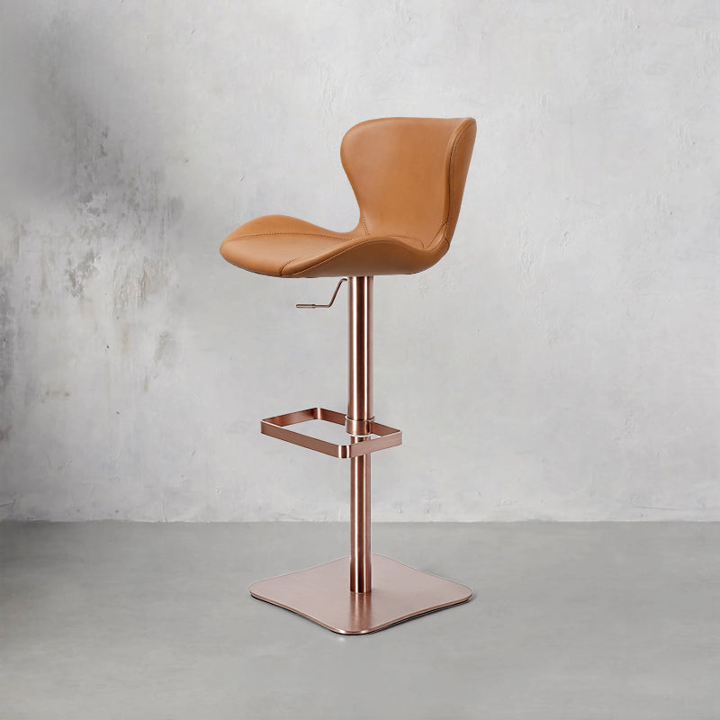Embossed cowhide HD-7693 bar chair with black metal legs, featuring textured leather upholstery for modern kitchen or bar seating.