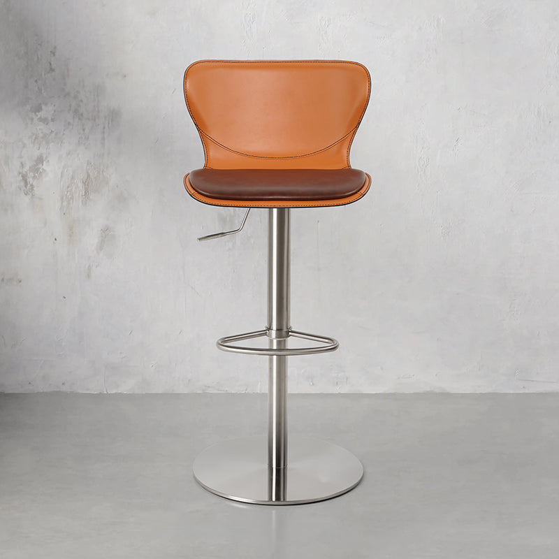 Oiled waxed cowhide bar chair HD-7356 with a sleek design and sturdy legs, perfect for modern interiors.