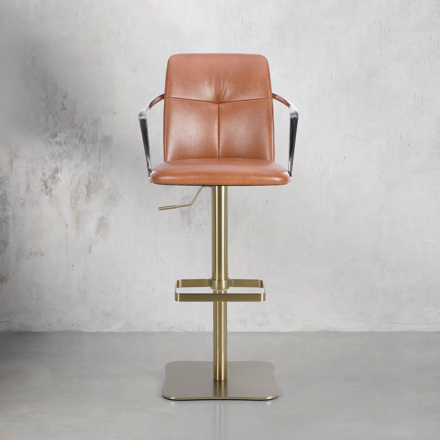 Heduedmobel store bar chair with Mohair and PU leather upholstery, featuring a sleek full grain leather design and modern style.
