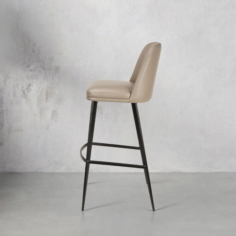 Plain-grain Cowhide HD-7170 bar chair by Heduedmobel store with a sleek design and wooden legs, showing the textured cowhide upholstery.
