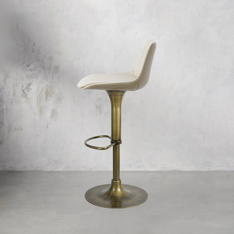 Heduedmobel Meirou PU leather bar chair with chrome legs and padded seat, modern design, shown from side view.