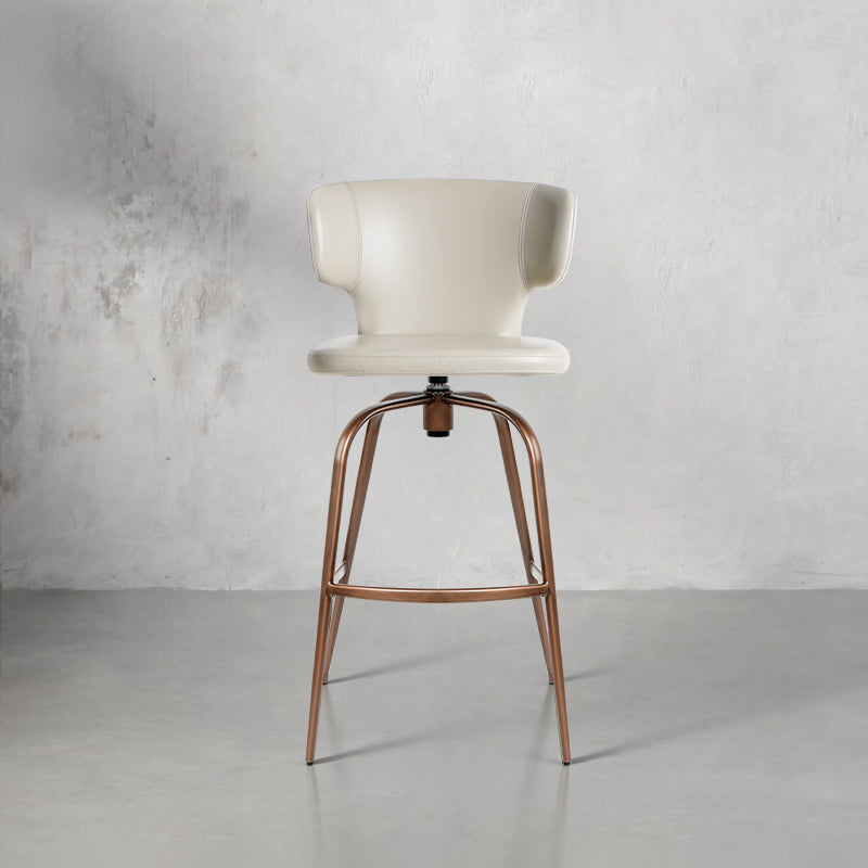 Plain-grain Cowhide HD-7298 bar chair with black metal legs, featuring a cushioned seat and backrest for comfortable seating.