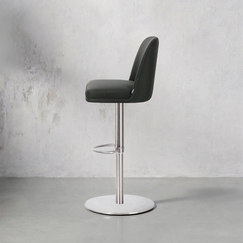 Heduedmobel HD-7765 Meimei PU leather bar chair with cushioned seat and backrest, modern design, black finish.