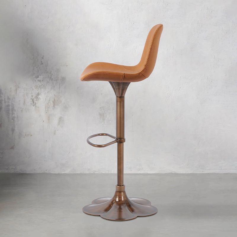 Embossed cowhide bar chair with metal legs from Heduedmobel store, showcasing textured leather upholstery and modern design.