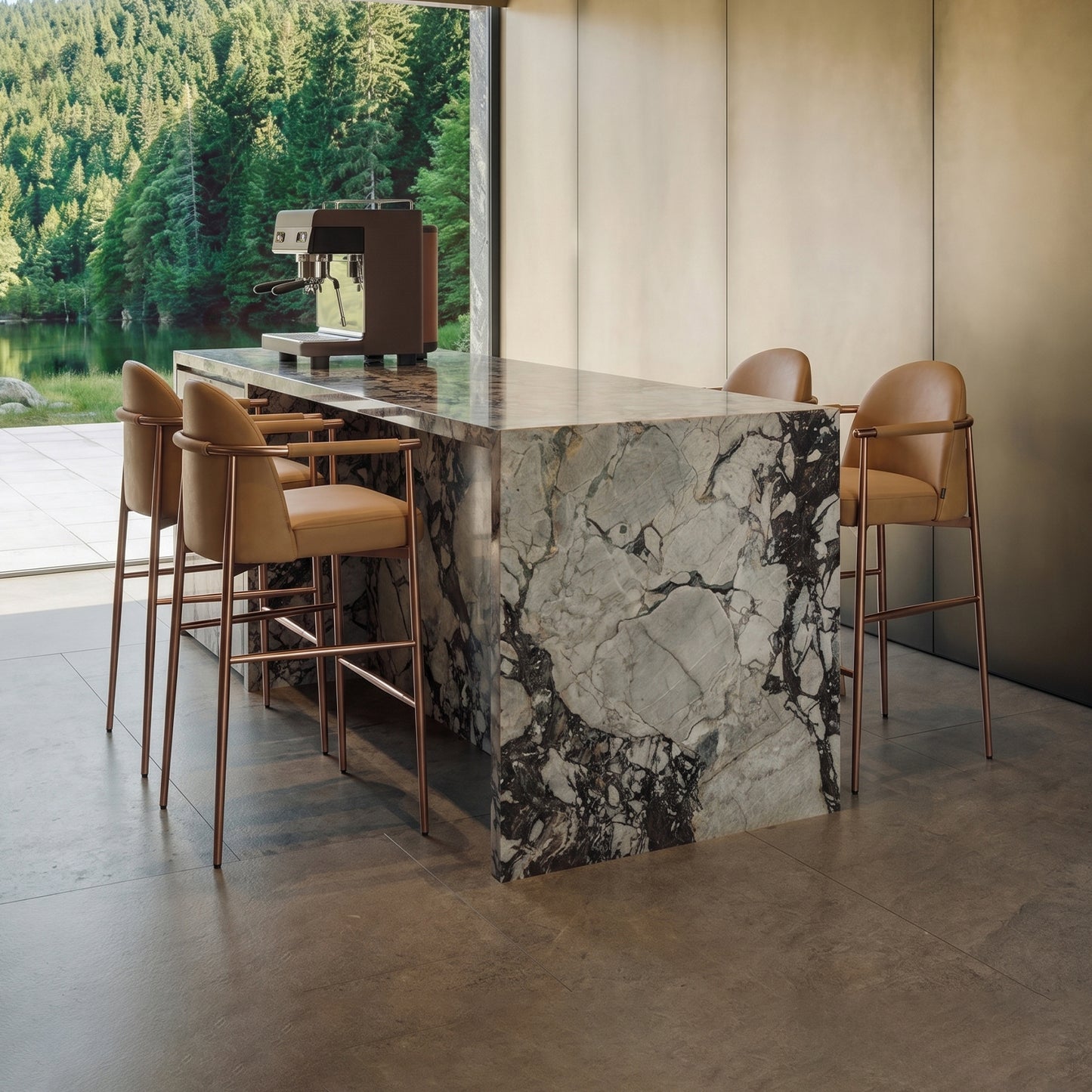 Heduedmobel HD-7608 Meibao PU leather bar chair with a sleek design and cushioned seat, perfect for modern bar settings.