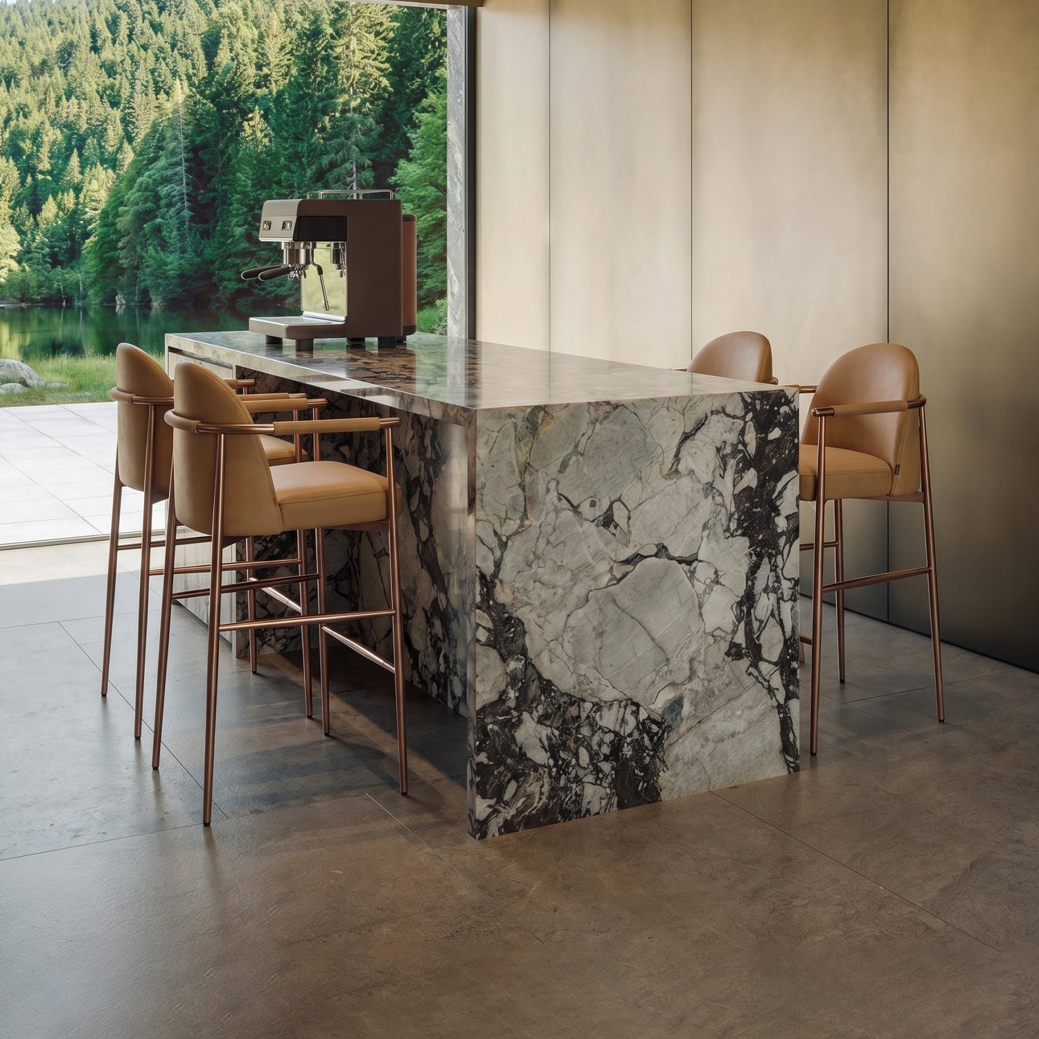 Heduedmobel HD-7608 Meibao PU leather bar chair with a sleek design and cushioned seat, perfect for modern bar settings.