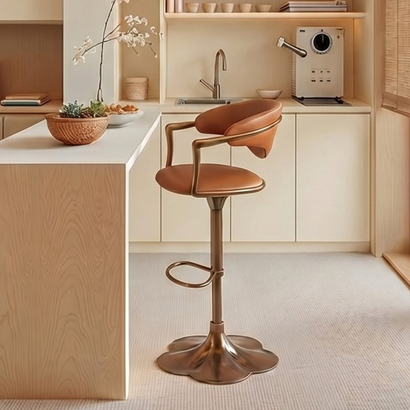 Heduedmobel store Meirou PU leather bar chair with plain-grain cowhide upholstery, modern design and sturdy metal legs