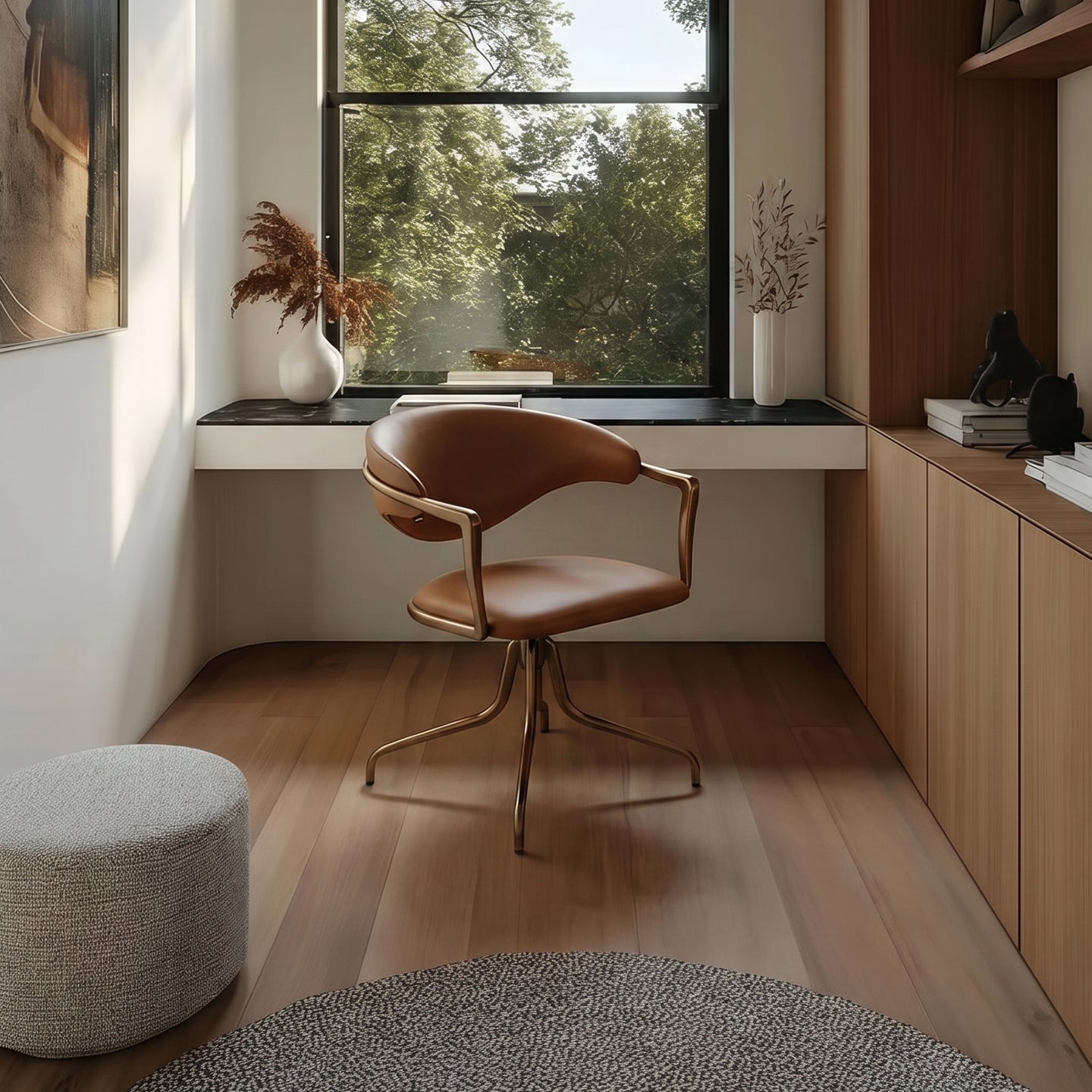 Leisure chair by Heduedmobel with PU leather and plain-grain cowhide, modern design, and cushioned seat for comfort.