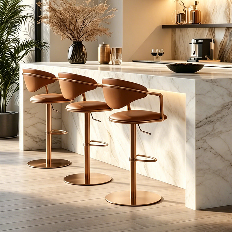 Heduedmobel store Meirou PU leather bar chair with plain-grain cowhide upholstery, modern design for kitchen or bar area