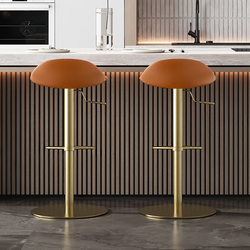Embossed cowhide HD-7399 bar chair with sleek design and sturdy legs, featuring textured leather upholstery in a modern style.