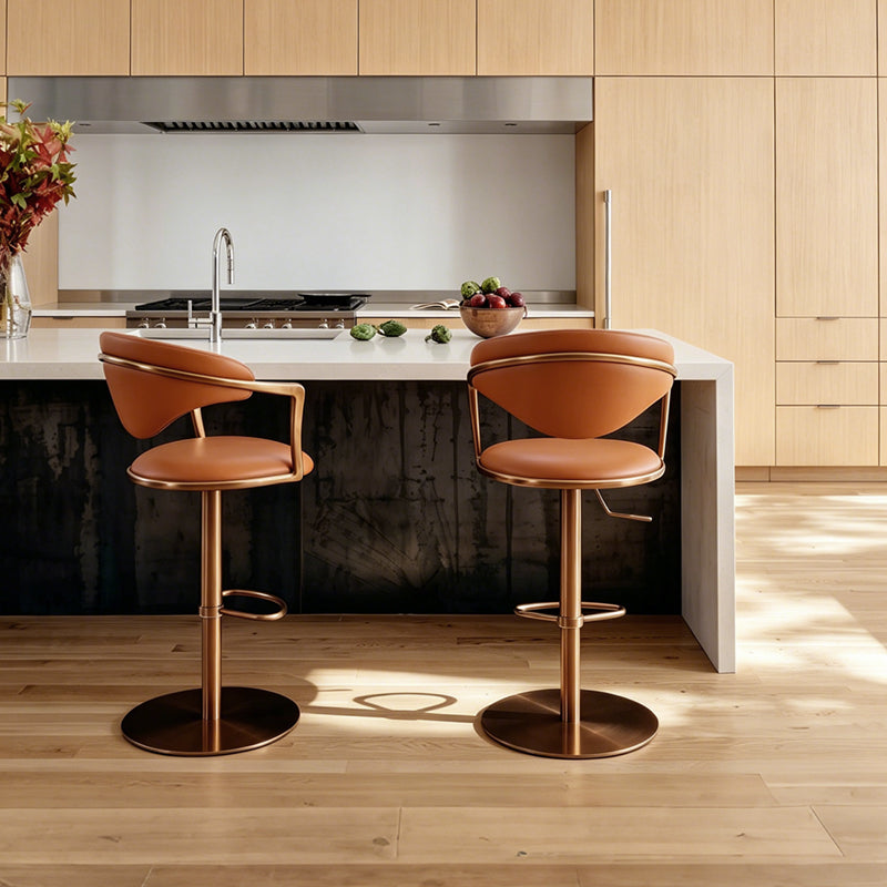 Heduedmobel store Meirou PU leather bar chair with plain-grain cowhide upholstery and modern design.