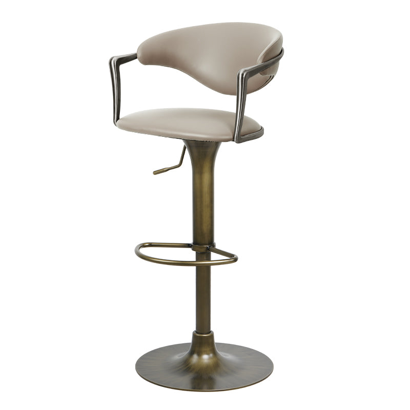 Meirou HD-7738 bar chair in brown PU leather with plain-grain cowhide, showcasing a modern design and elegant silhouette.