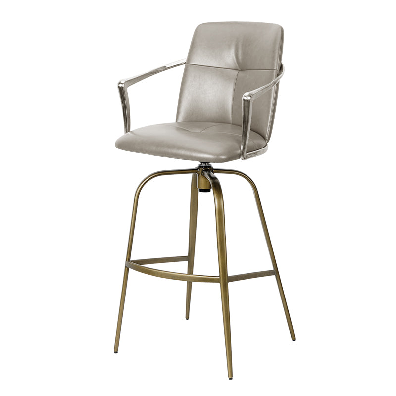 Bar chair with Mohair, Huabao PU Leather, and full grain leather upholstery, featuring a sleek modern design.