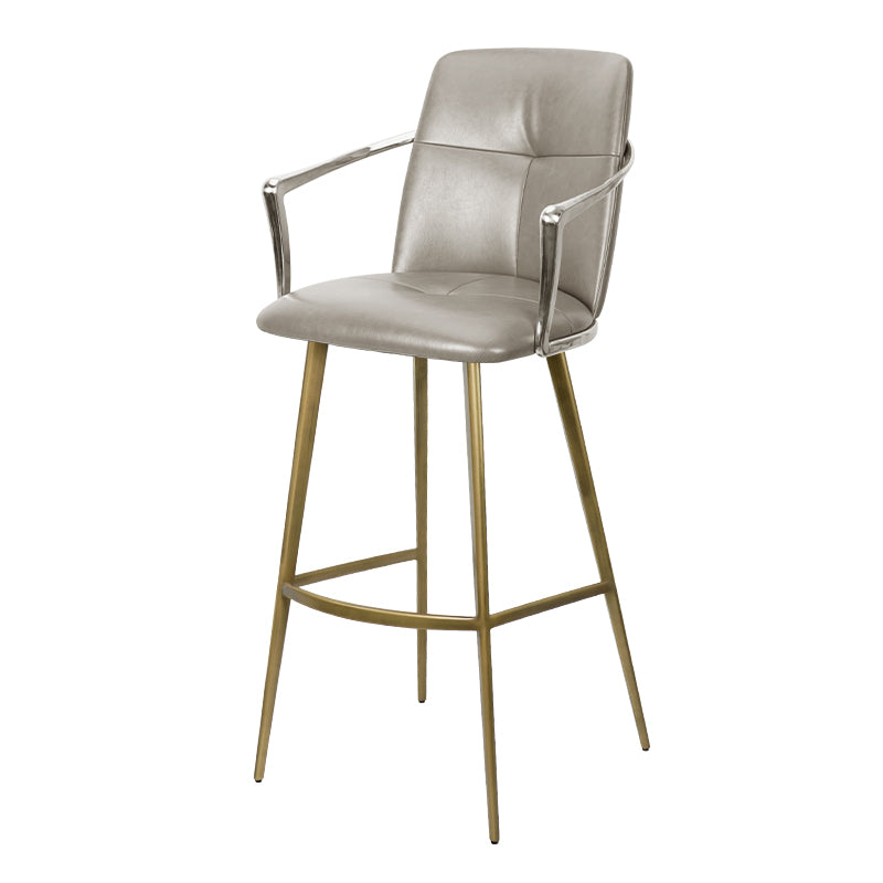 Bar chair with Mohair and PU leather upholstery, full grain leather details, designed for modern interiors.