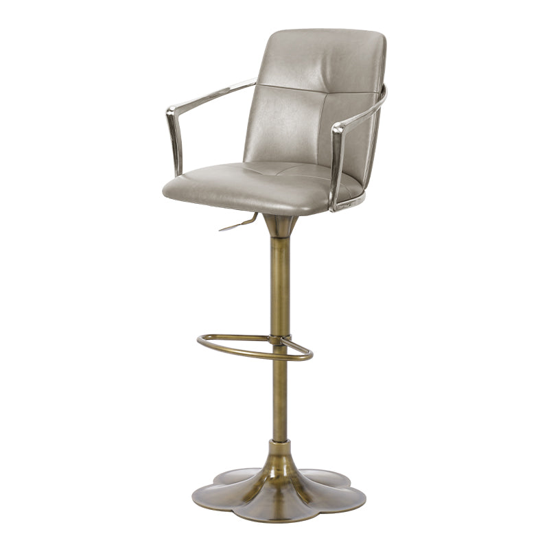 Bar chair with Mohair and PU leather upholstery, featuring full grain leather accents, designed for modern dining or bar areas.