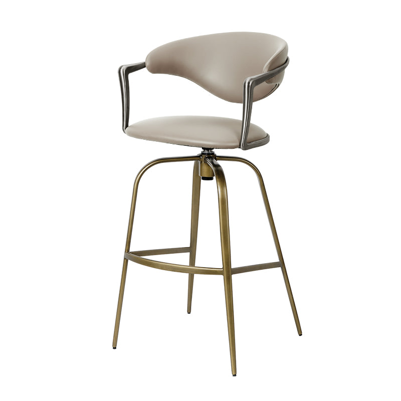 Meirou PU leather bar chair in plain-grain cowhide, featuring a sleek design and comfortable seating.