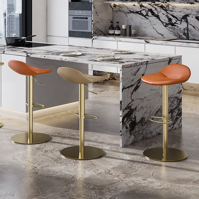 Embossed cowhide Heduedmobel store bar chair with sleek design and sturdy metal frame.
