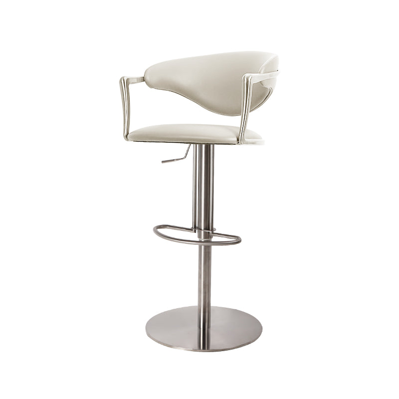 Heduedmobel store Meirou PU leather bar chair with plain-grain cowhide upholstery, modern design, sturdy metal frame.