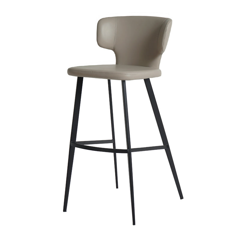 Heduedmobel store Meirou PU leather bar chair with plain-grain cowhide upholstery, modern design, and sturdy metal legs.