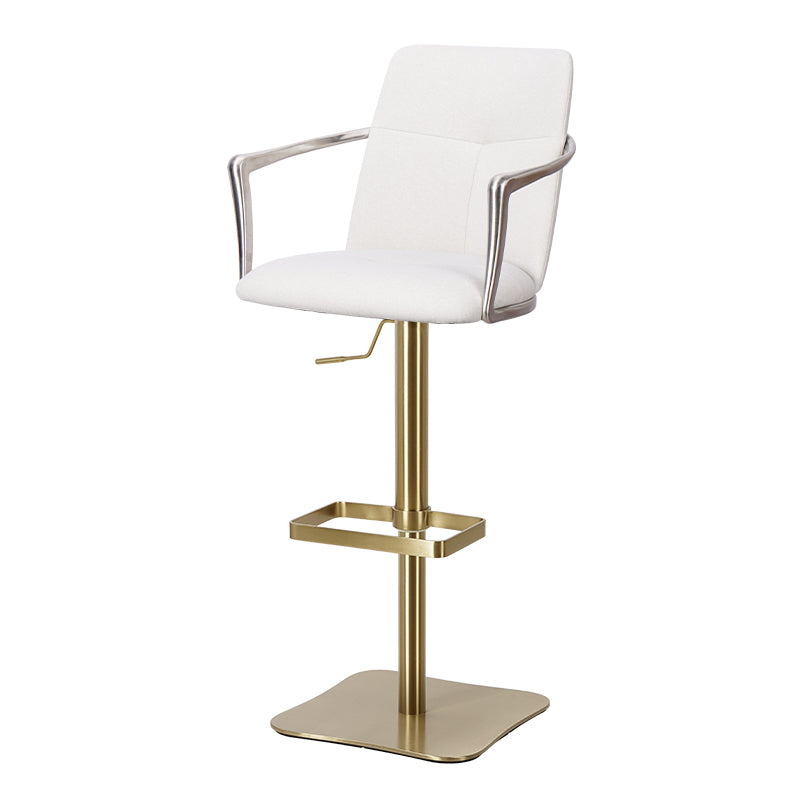 Bar chair with Mohair and PU leather upholstery, full grain leather finish, modern design, HD-7762 style.